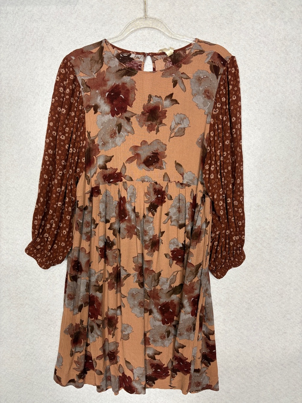 Uncle Frank’s Floral Long-Sleeve Dress - Brown/Tan